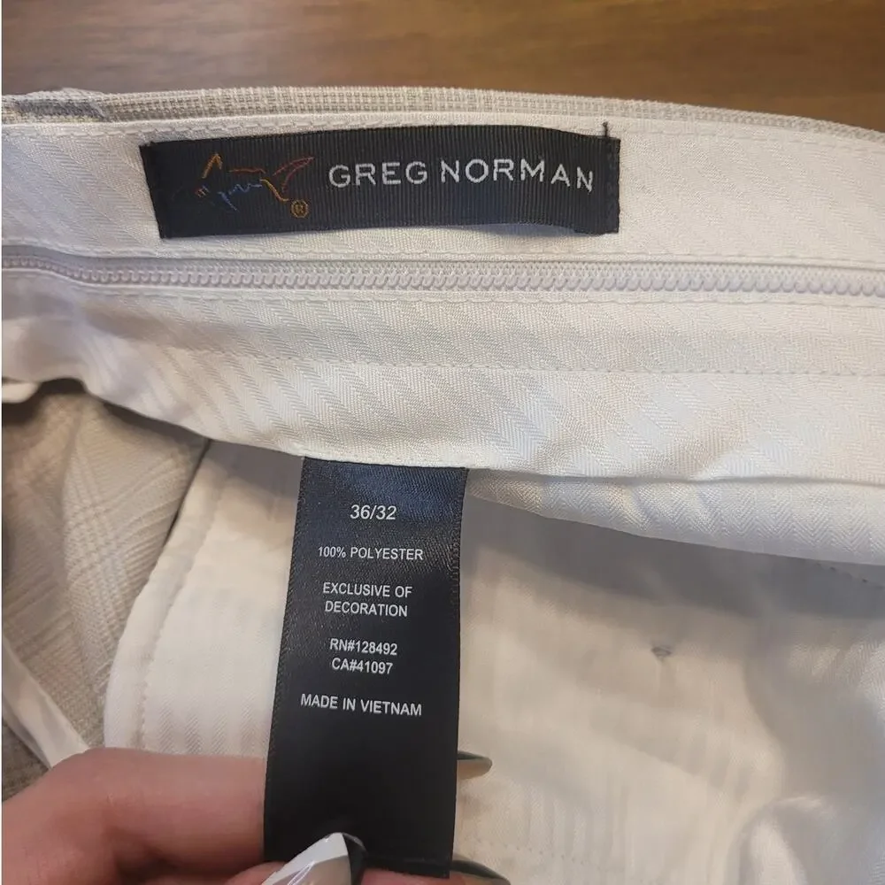 Greg Norman Men’s Beige Checkered Performance Pants 36x31 Gorpcore Golfcore Work